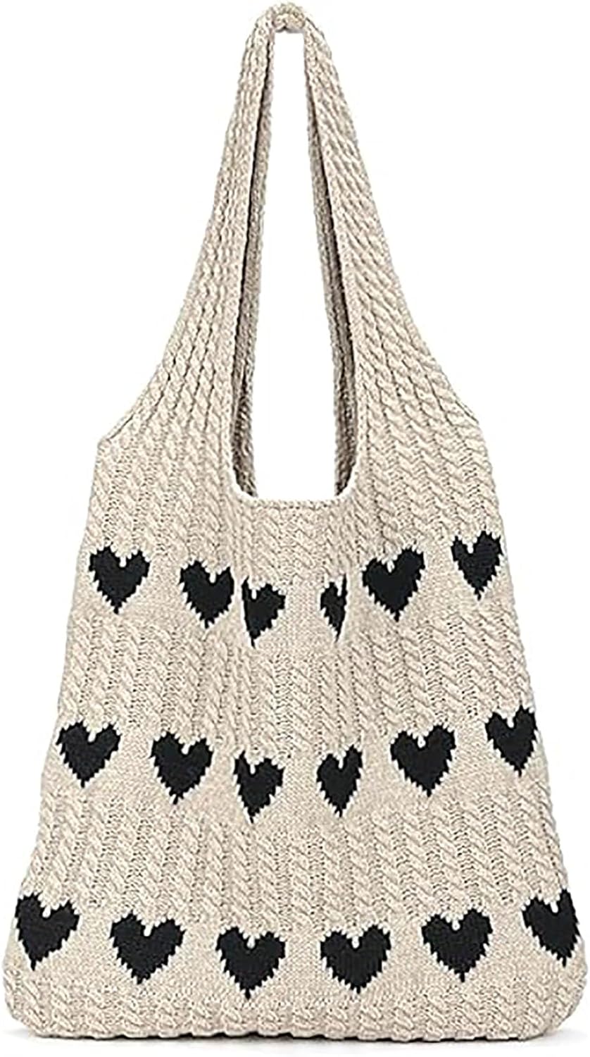 Large Crochet Shoulder Tote Bag for Women, Aesthetic Beach Hobo Handbag