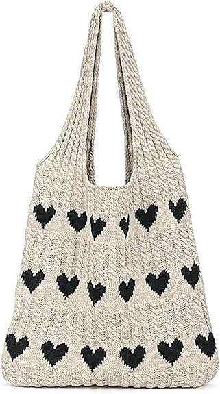 Large Crochet Shoulder Tote Bag for Women, Aesthetic Beach Hobo Handbag