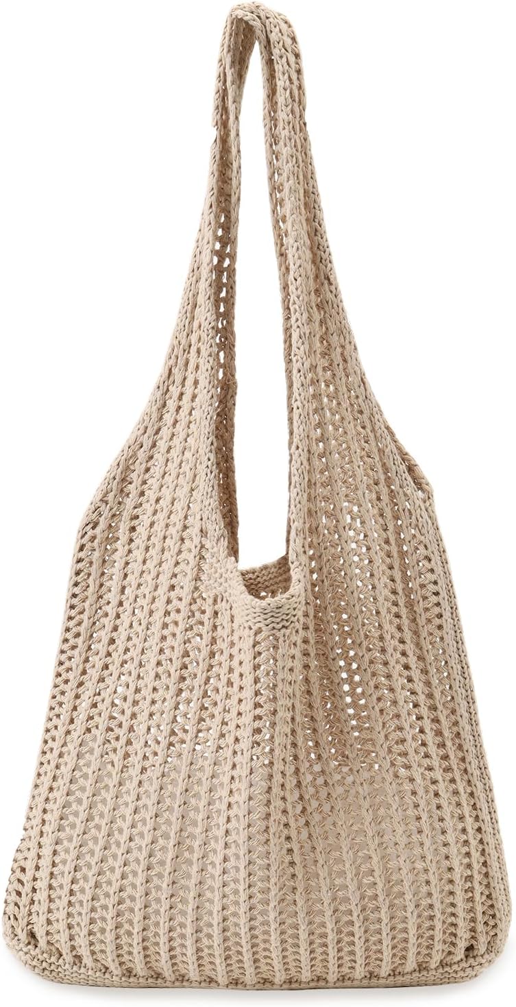 Large Crochet Shoulder Tote Bag for Women, Aesthetic Beach Hobo Handbag