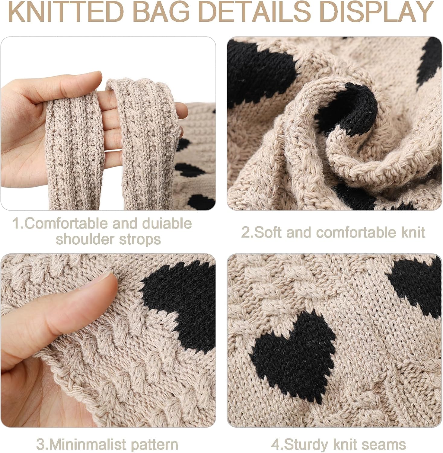 Large Crochet Shoulder Tote Bag for Women, Aesthetic Beach Hobo Handbag